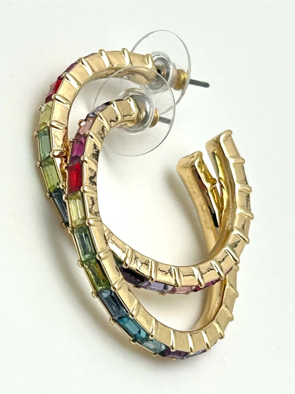 J. Crew Rainbow Baguette Hoop Earrings